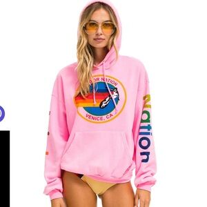 Aviator Nation Relaxed Pullover Hoodie Neon Pink Venice